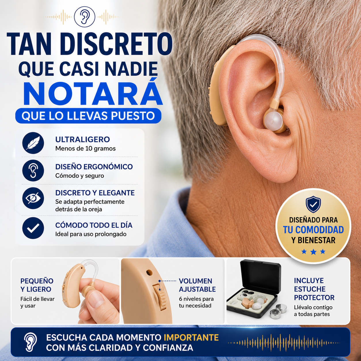 Amplificador Auditivo 👂 | Escucha con Más Claridad y Comodidad