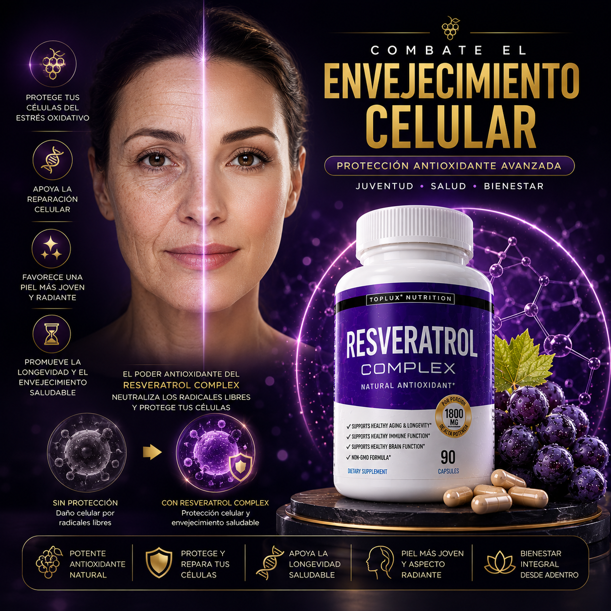 Resveratrol Complex: Energía, bienestar y protección antioxidante🍇
