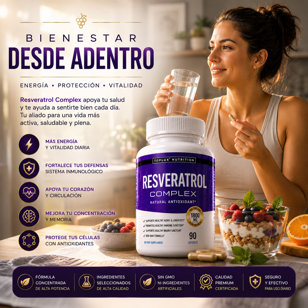 Resveratrol Complex: Energía, bienestar y protección antioxidante🍇