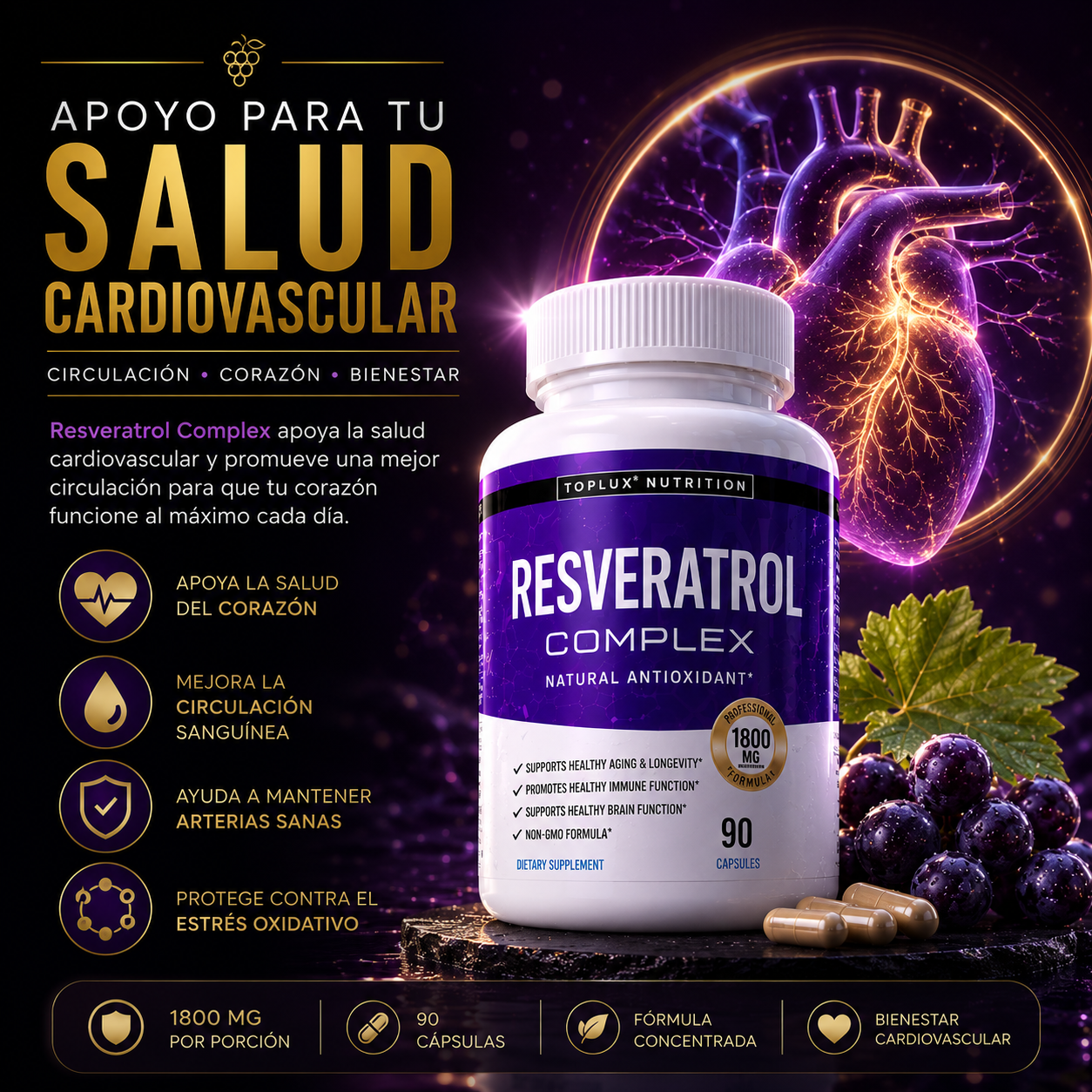 Resveratrol Complex: Energía, bienestar y protección antioxidante🍇