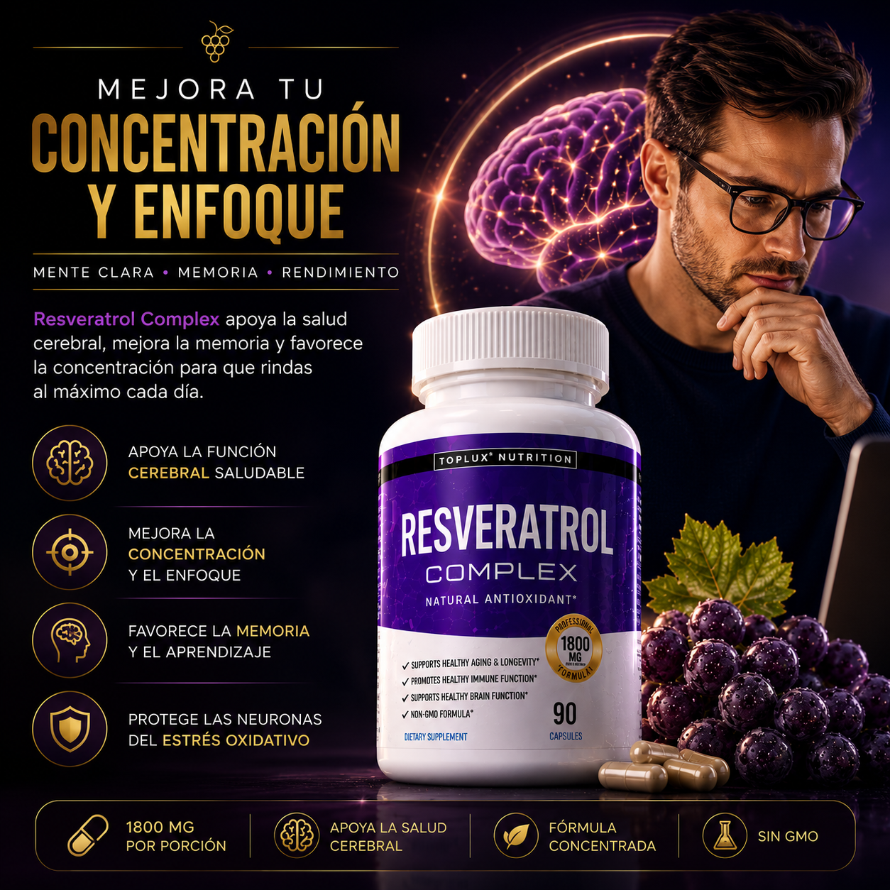 Resveratrol Complex: Energía, bienestar y protección antioxidante🍇