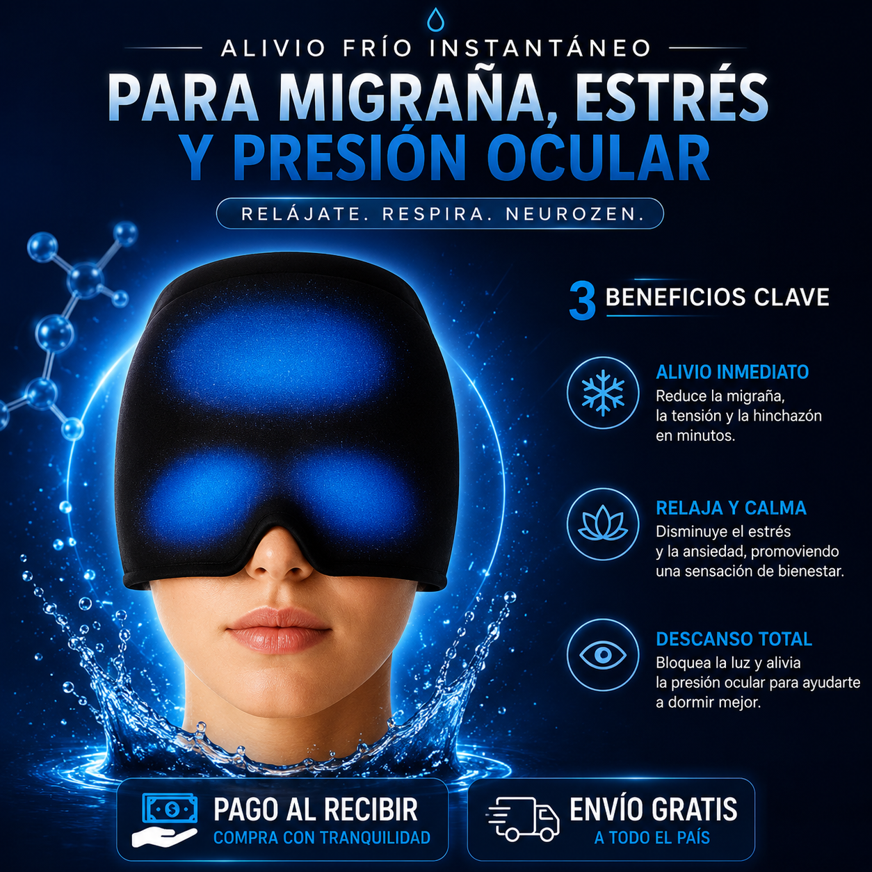 NeuroZen❄️: Alivio frío instantáneo para migraña, estrés y presión ocular