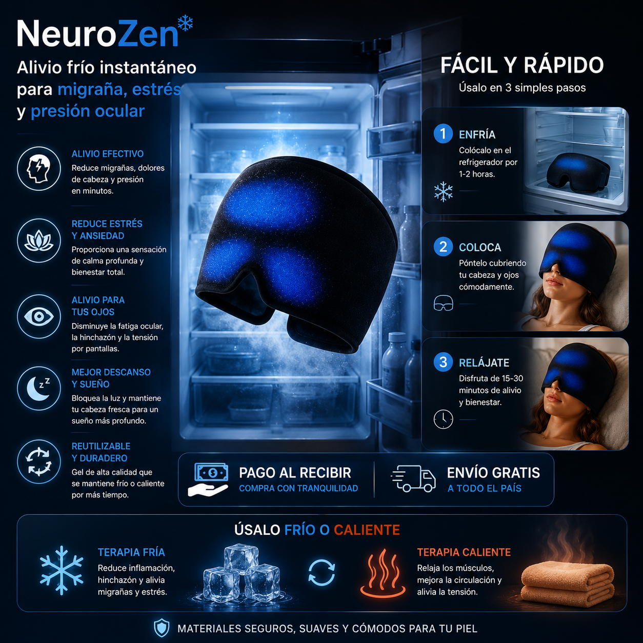NeuroZen❄️: Alivio frío instantáneo para migraña, estrés y presión ocular
