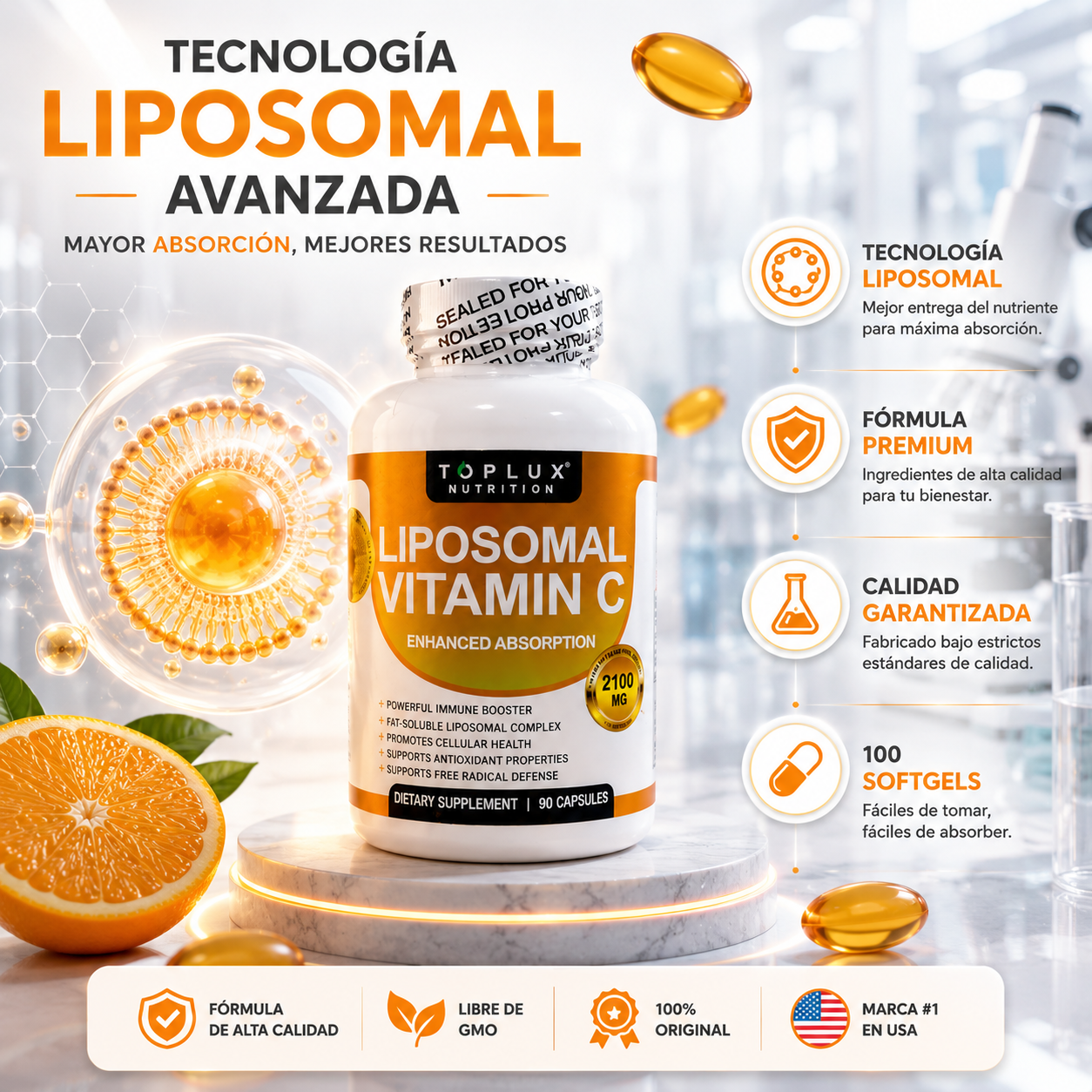 Liposomal vitamina C: Energía, defensas y antioxidantes en una sola fórmula 🍊