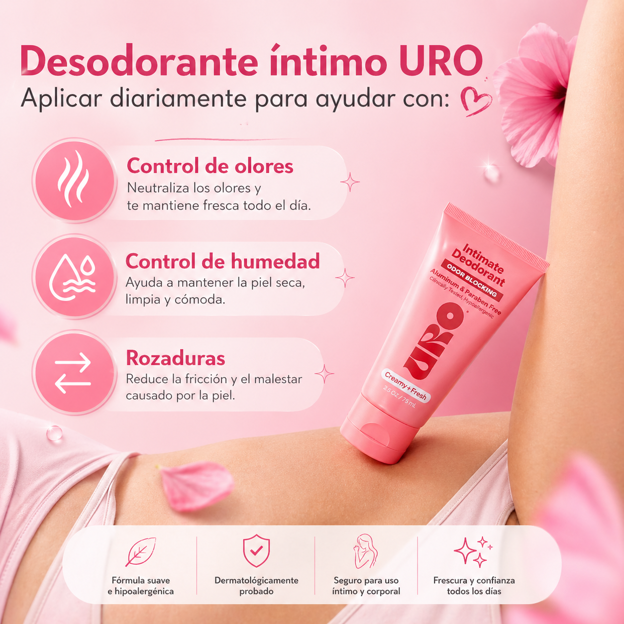 Crema Uro Desodorante Intimo: Frescura total, sin olores ni irritación🌸