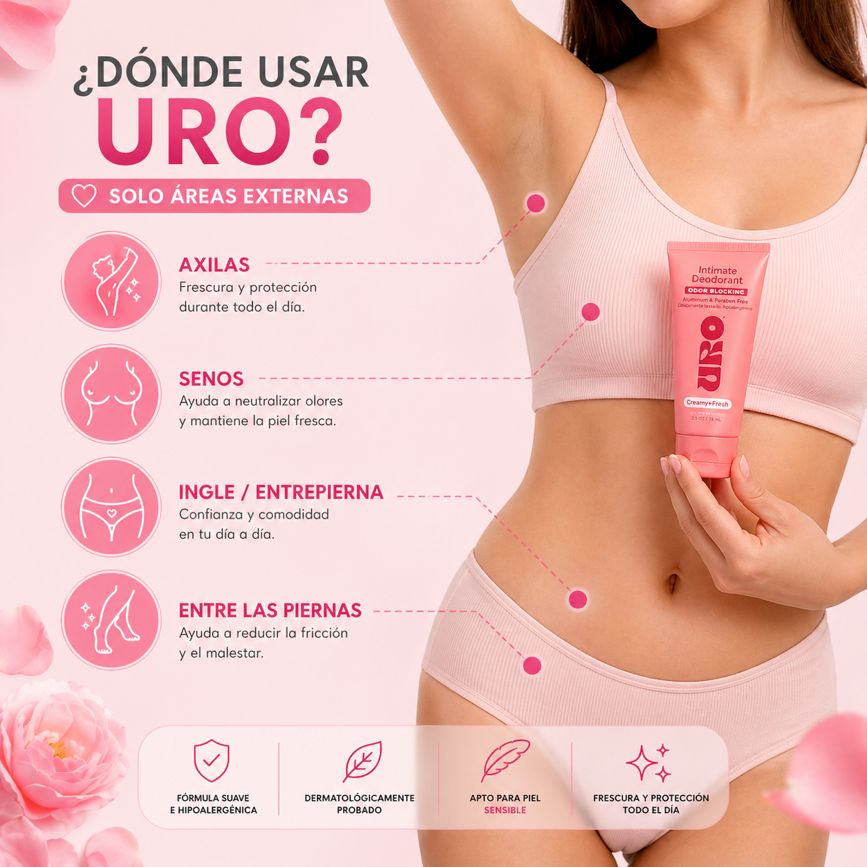 Crema Uro Desodorante Intimo: Frescura total, sin olores ni irritación🌸
