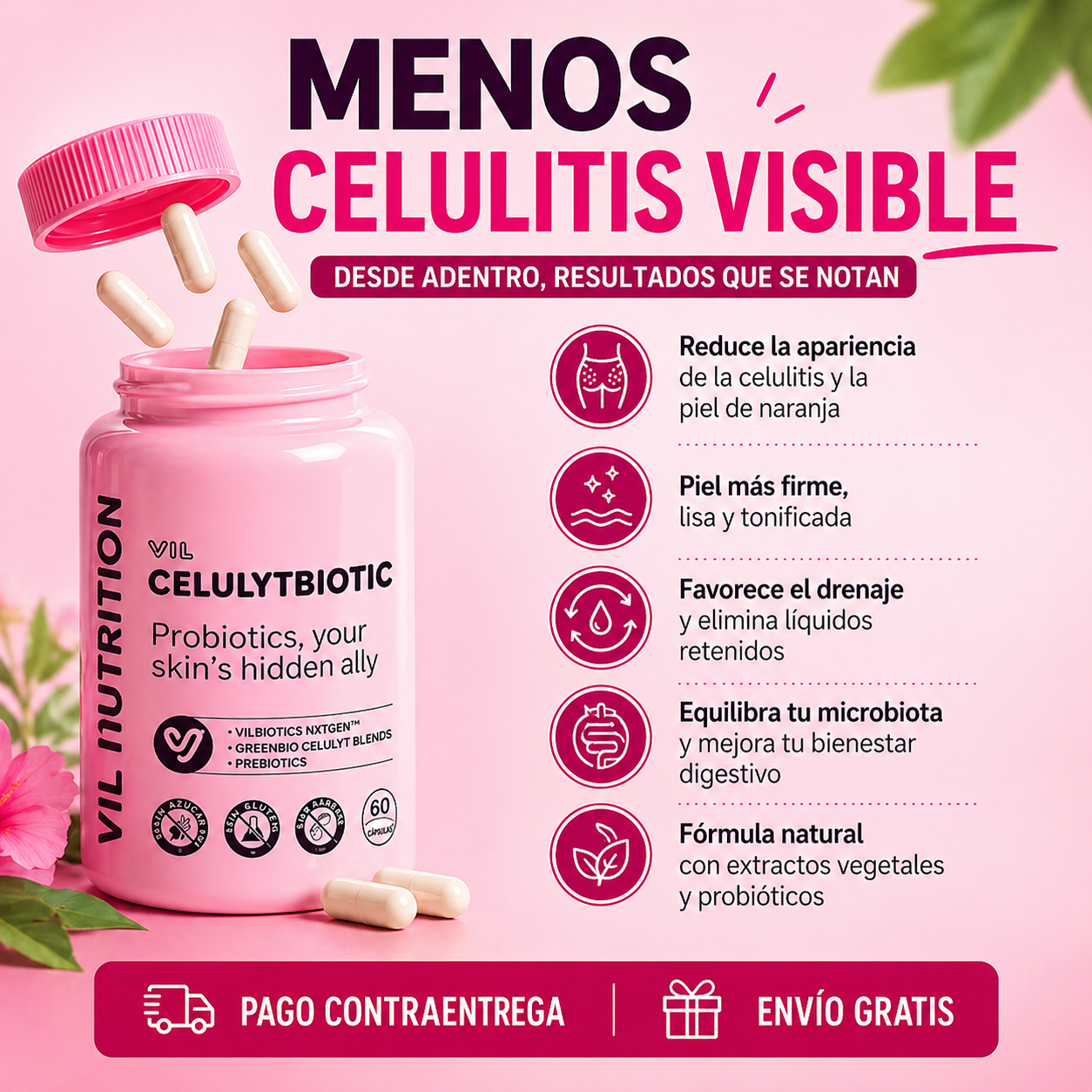 Vil Celulytbiotic Celulitis: Reduce la celulitis desde adentro y luce una piel más firme✨