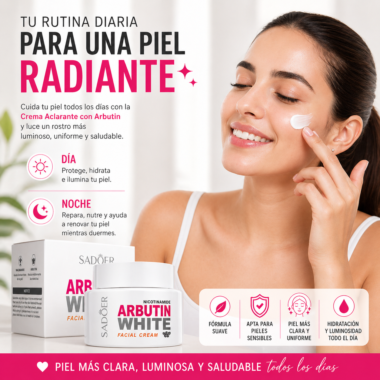 Crema Aclarante Arbutin: Ilumina tu belleza natural desde la primera aplicación ✨
