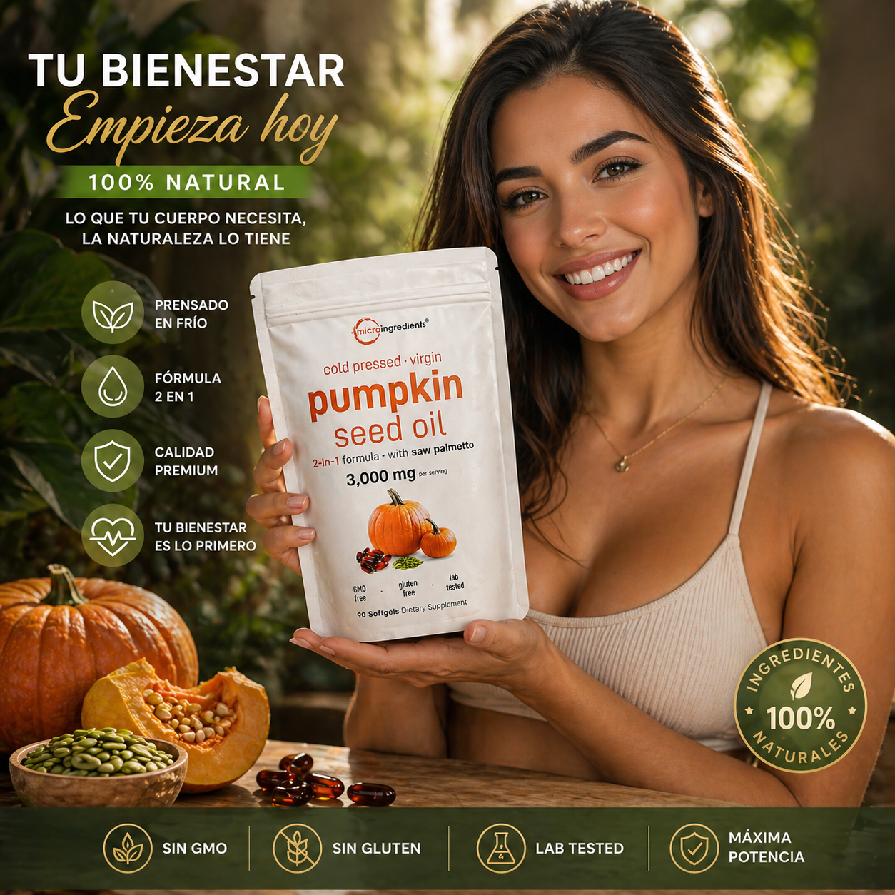 Aceite de Semilla de Calabaza: Recupera tu Cabello, Cuida tu Próstata y Mejora tu Salud Naturalmente🌿