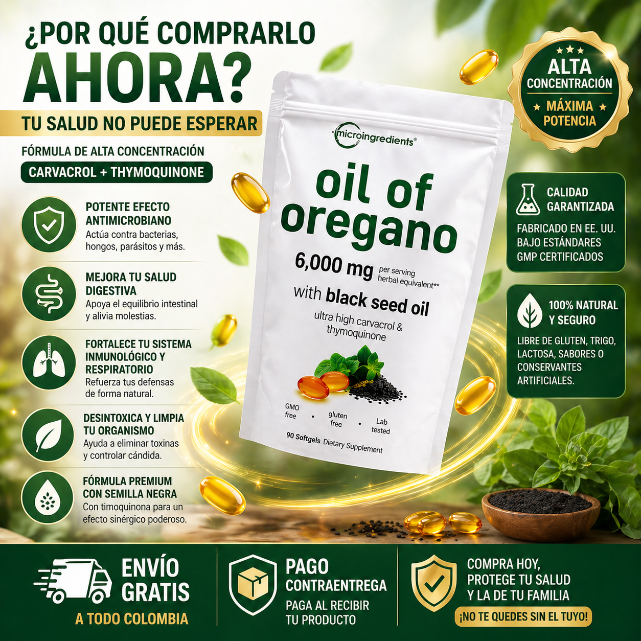 Aceite De Oregano Capsulas: Defensas Elevadas Con Ingredientes Naturales 🌿