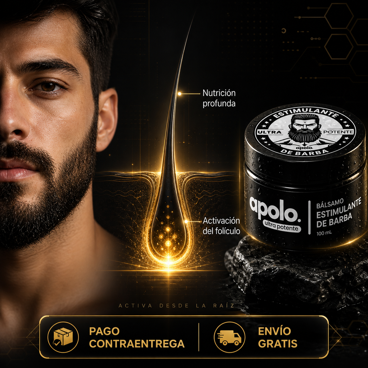 Estimulante de Barba Apolo: Haz que tu barba hable por ti más densa, fuerte y definida 🔥💯