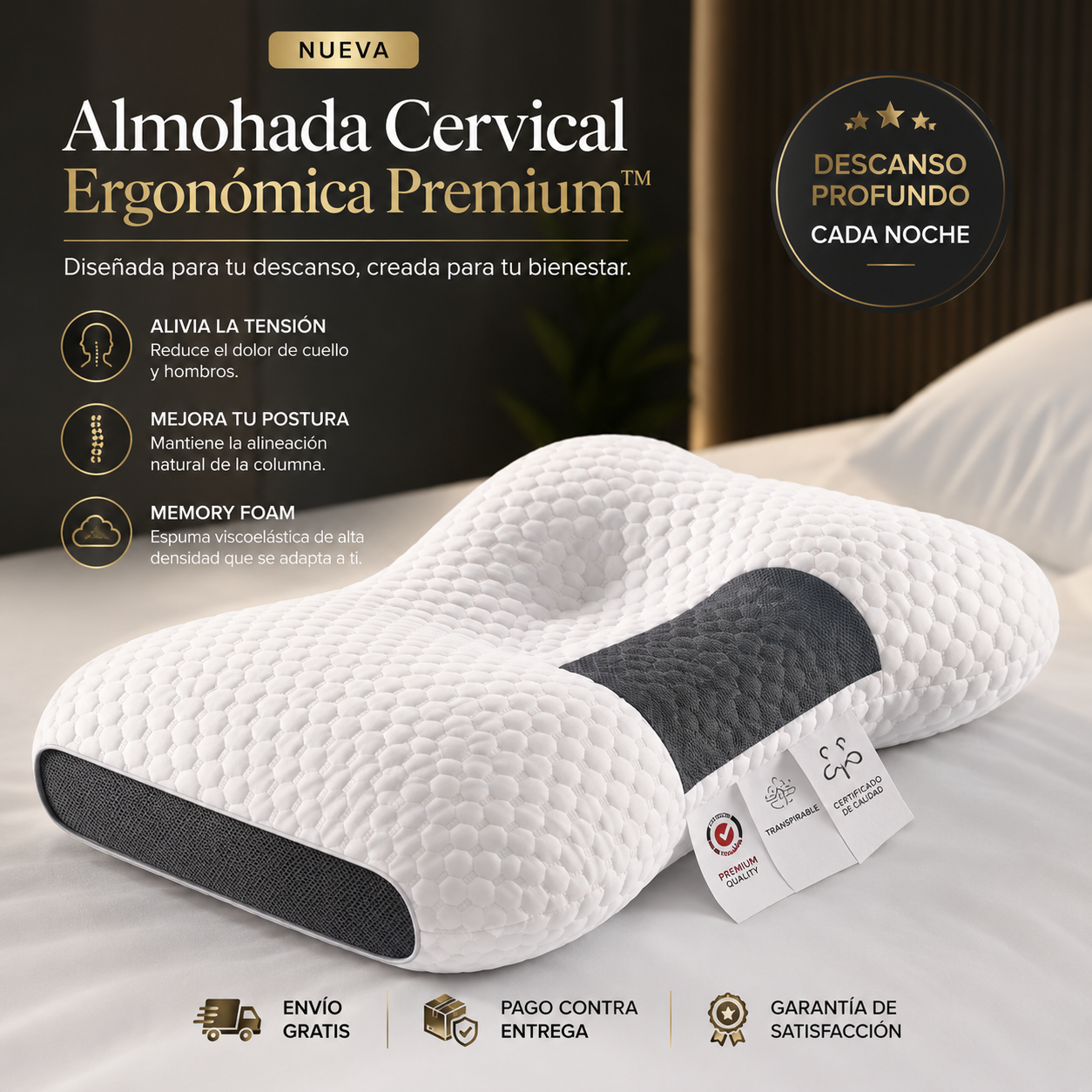 Almohada cervical: Descansa Como Nunca con Soporte Cervical Inteligente 💤