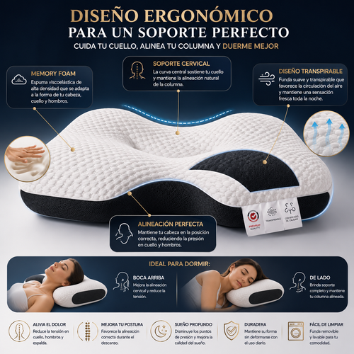 Almohada cervical: Descansa Como Nunca con Soporte Cervical Inteligente 💤
