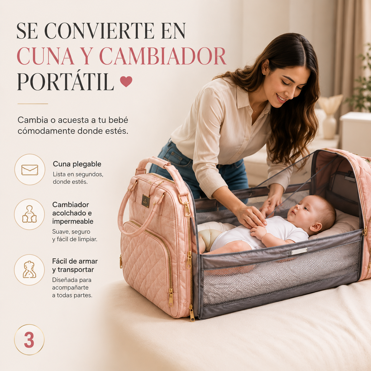Pañalera Cuna: práctica, elegante y lista para todo🍼