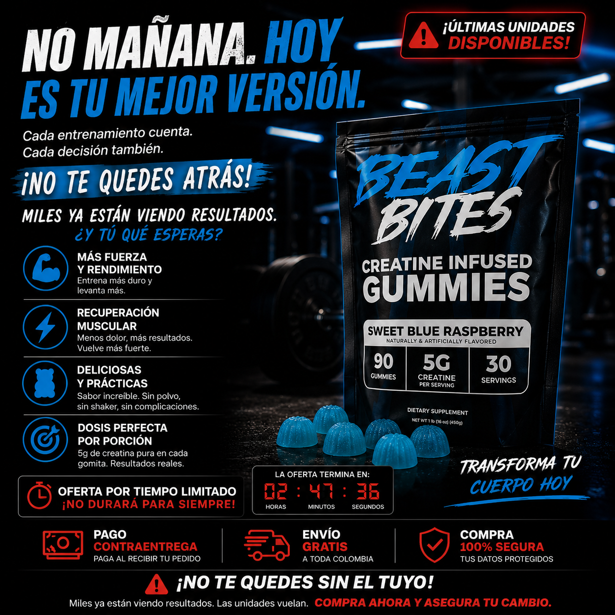 Beast Bites: Convierte cada entrenamiento en modo bestia con la creatina más fácil y brutal de tomar 🏋️‍♂️