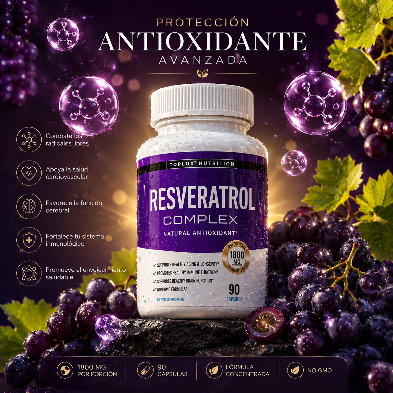 Resveratrol Complex: Energía, bienestar y protección antioxidante🍇