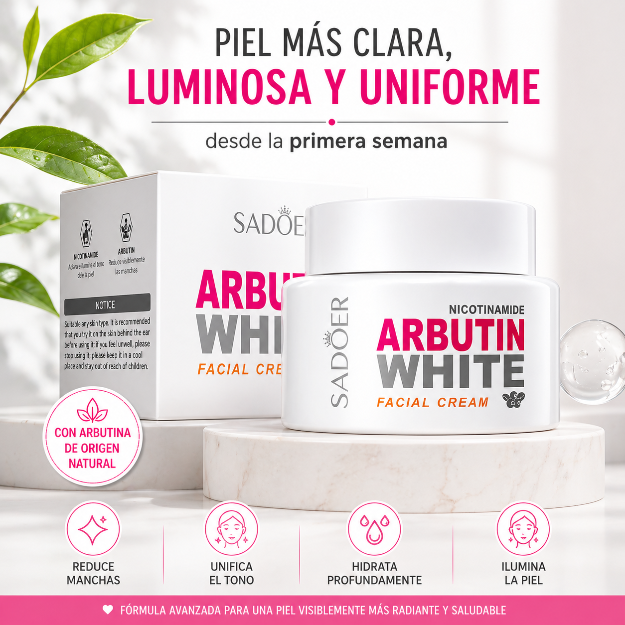 Crema Aclarante Arbutin: Ilumina tu belleza natural desde la primera aplicación ✨