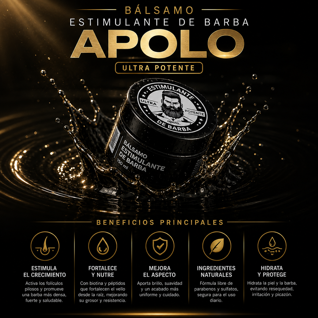 Estimulante de Barba Apolo: Haz que tu barba hable por ti más densa, fuerte y definida 🔥💯