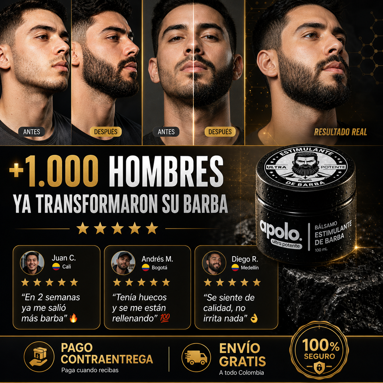Estimulante de Barba Apolo: Haz que tu barba hable por ti más densa, fuerte y definida 🔥💯