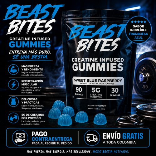 Beast Bites: Convierte cada entrenamiento en modo bestia con la creatina más fácil y brutal de tomar 🏋️‍♂️