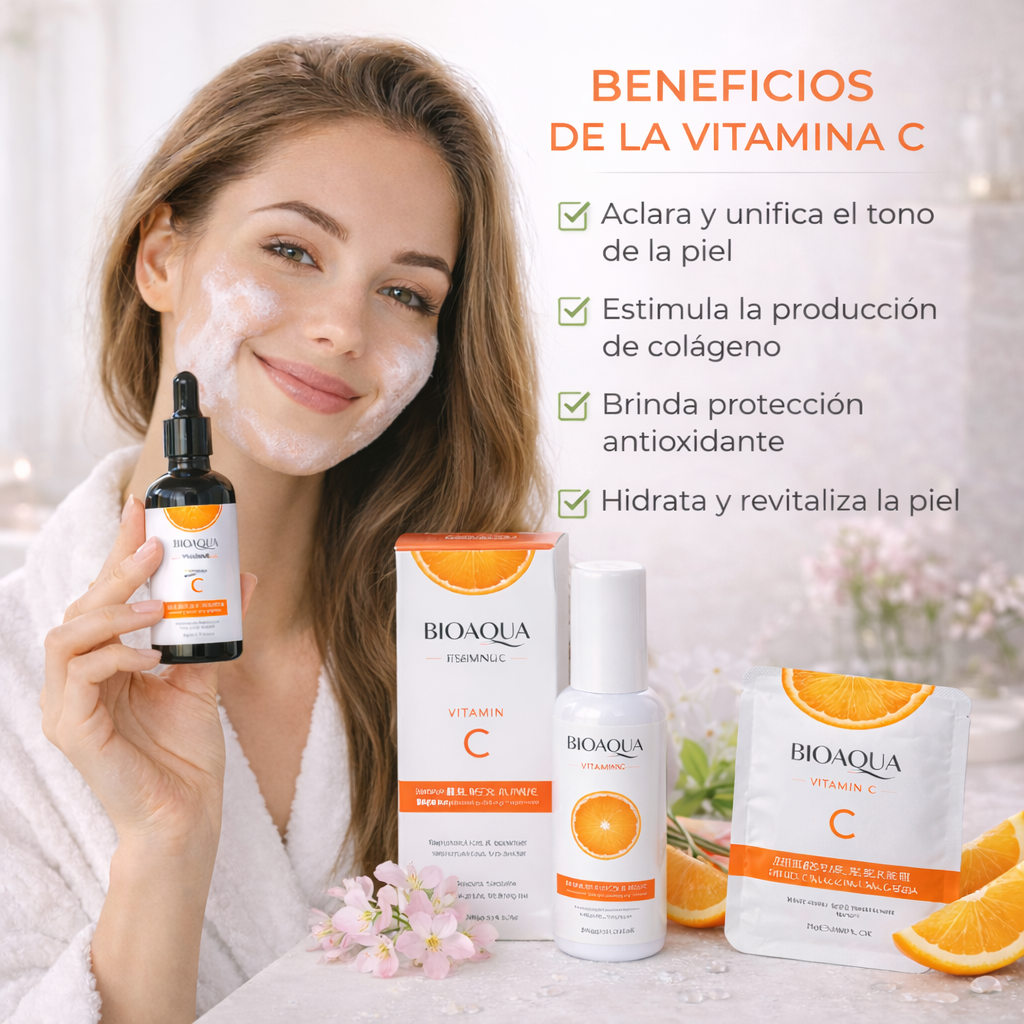 Kit Vitamina C X4: Ilumina tu piel y luce un rostro radiante 🍊✨
